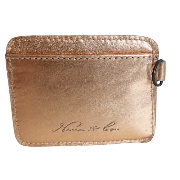 FLASH SALE 🍒 Metallic Brass Leather Card Case Wallet - Picture 4 of 8